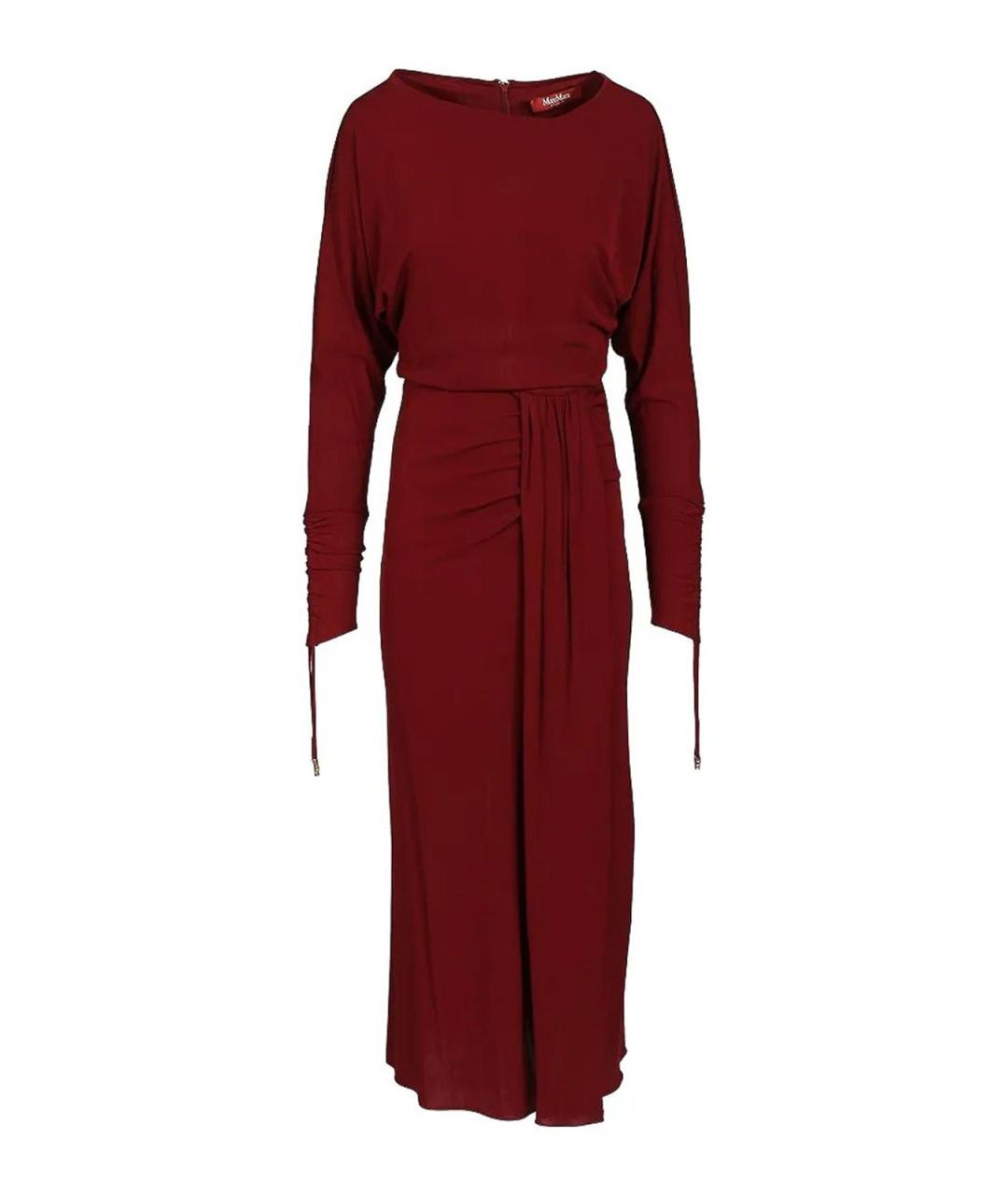 MAX MARA STUDIO Бордовое вискозное повседневное платье, фото 1