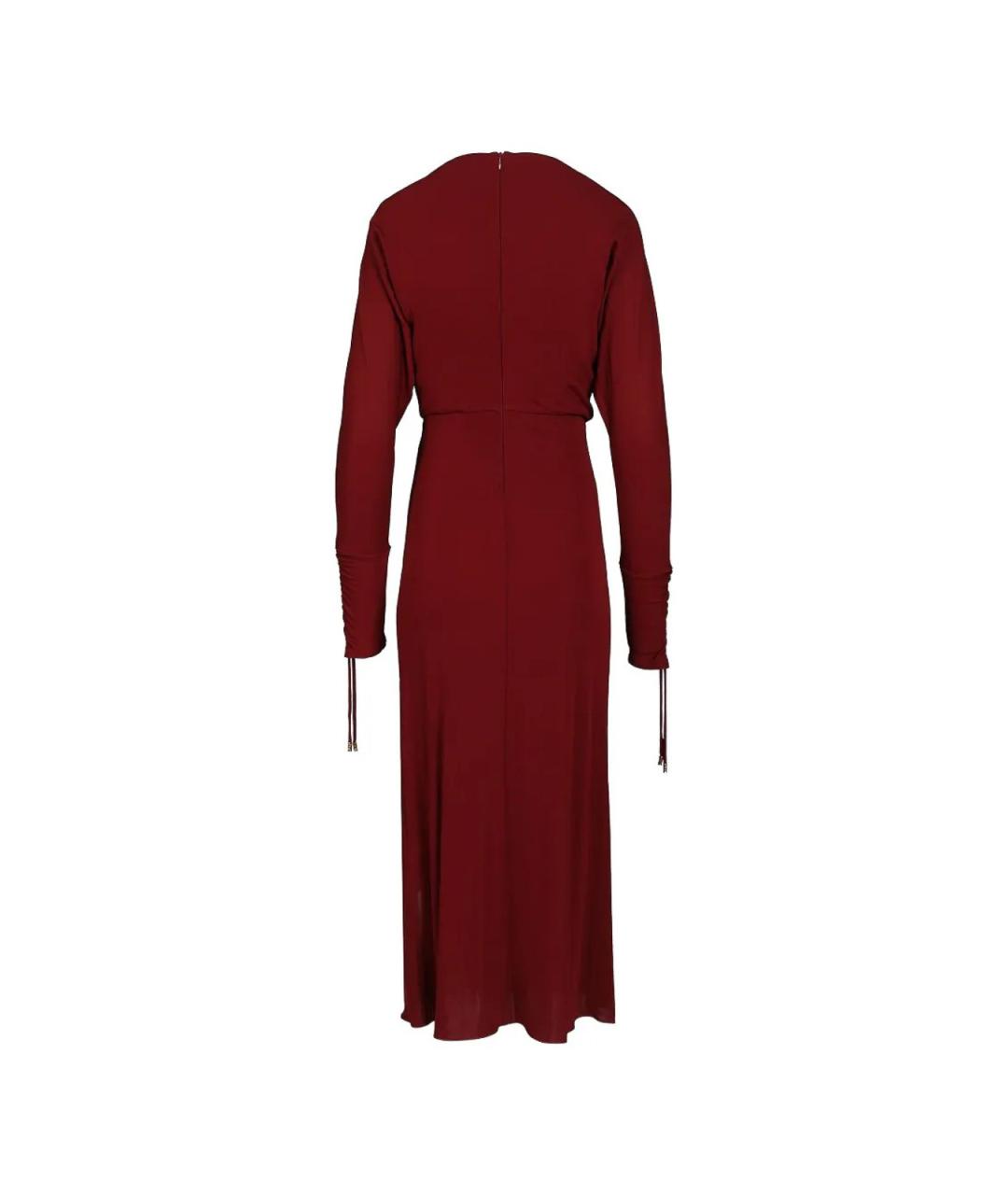 MAX MARA STUDIO Бордовое вискозное повседневное платье, фото 3
