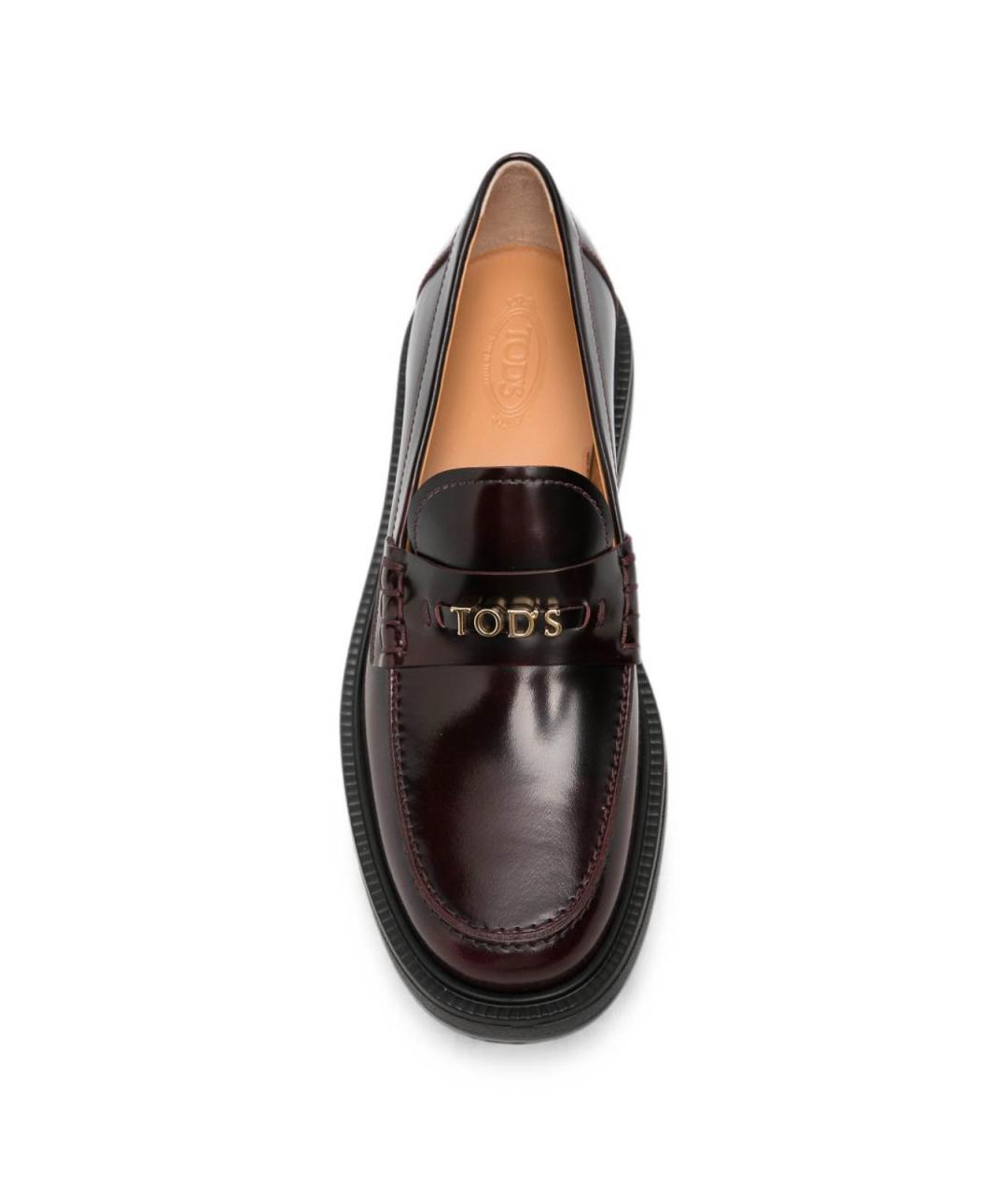 TOD'S Бордовые кожаные лоферы, фото 2