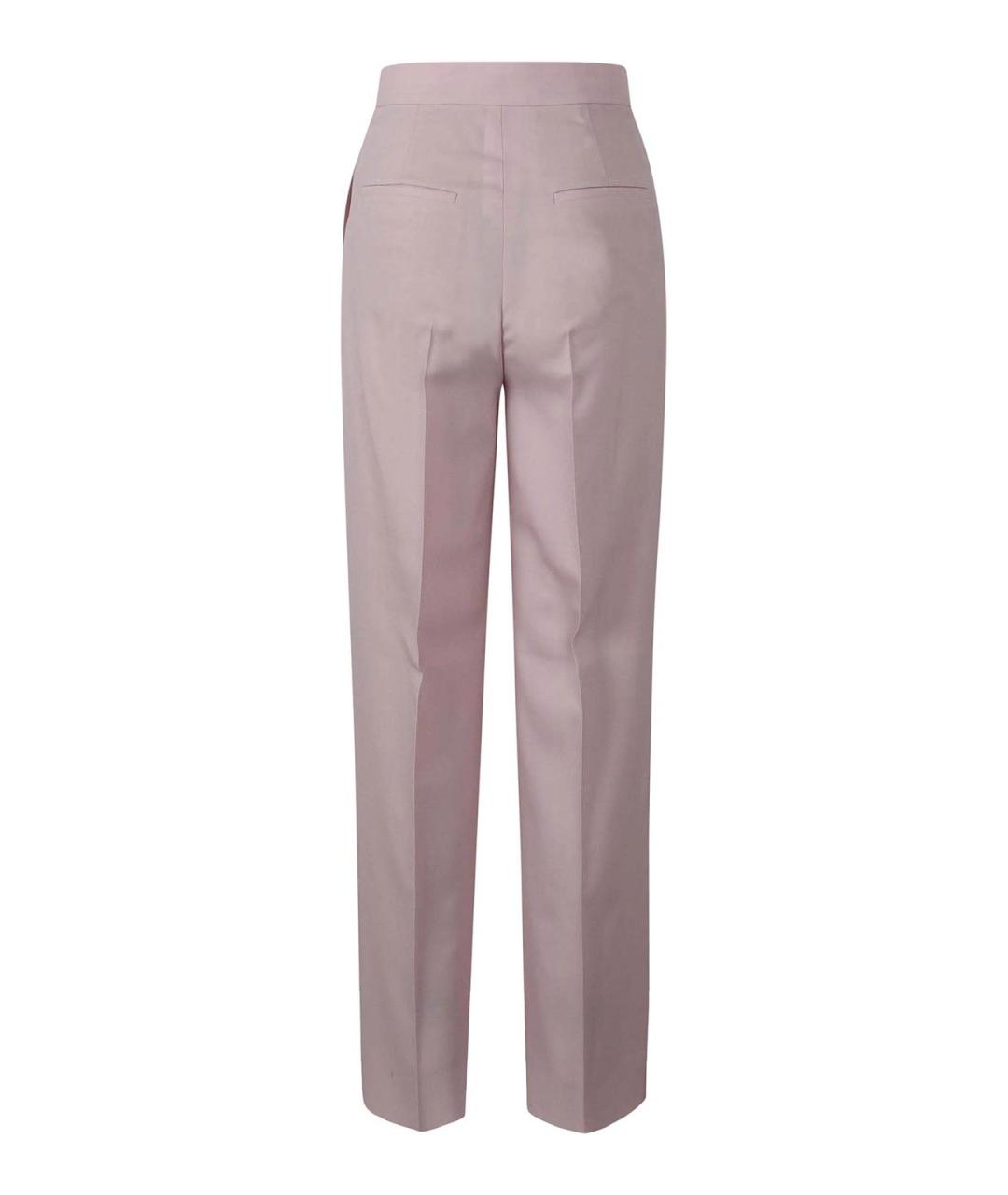 MAX MARA Розовые шерстяные прямые брюки, фото 2