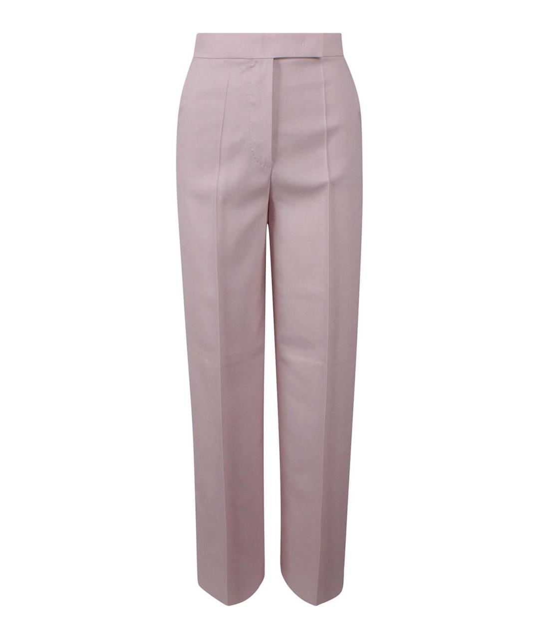 MAX MARA Розовые шерстяные прямые брюки, фото 1