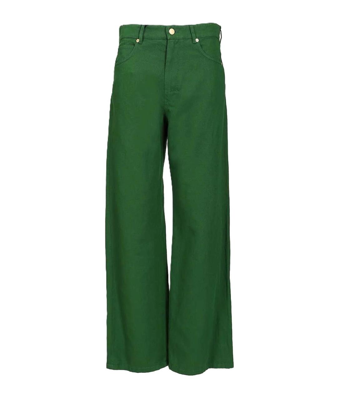 MAX MARA Зеленые хлопковые брюки широкие, фото 1