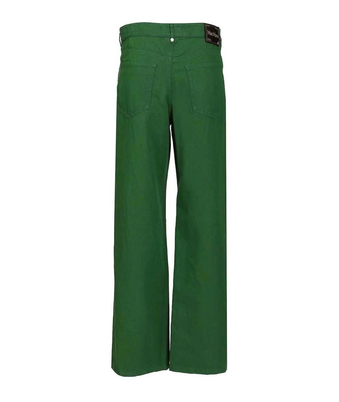 MAX MARA Зеленые хлопковые брюки широкие, фото 2