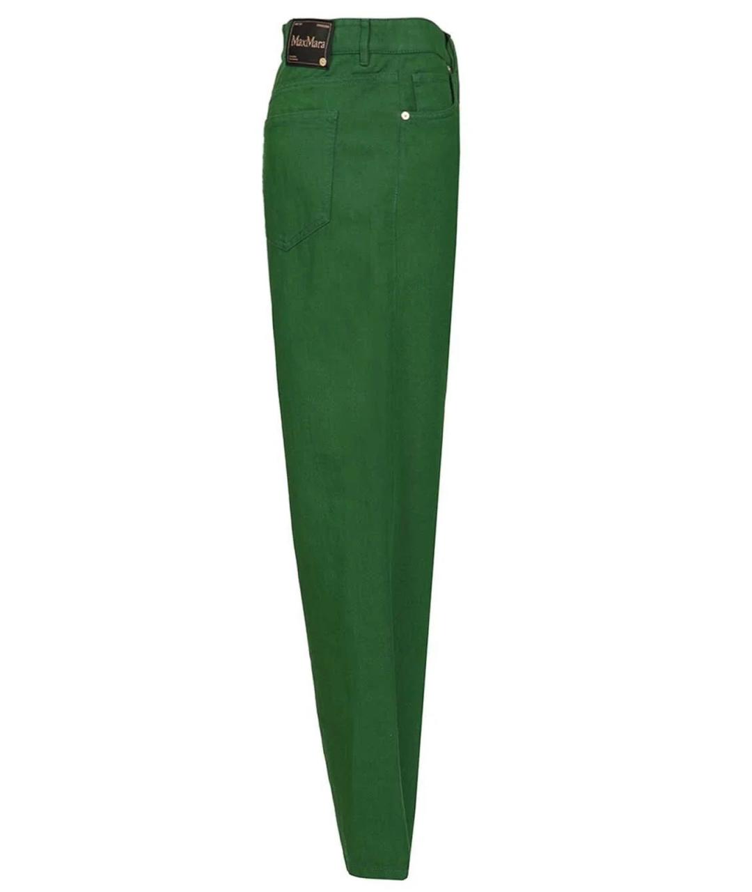 MAX MARA Зеленые хлопковые брюки широкие, фото 3