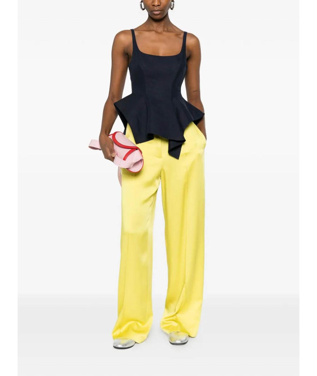 JIL SANDER Желтые вискозные брюки широкие, фото 2