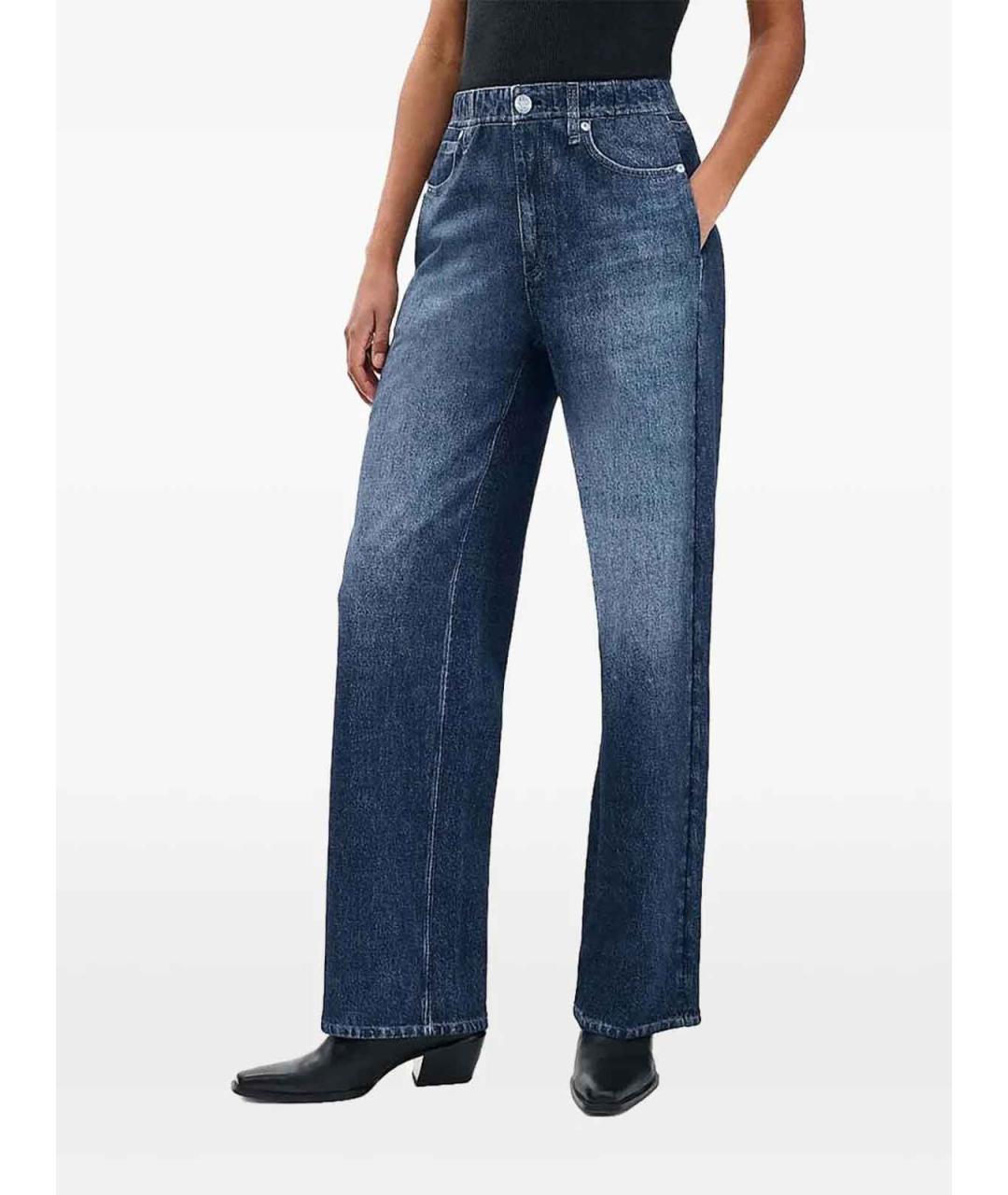 RAG & BONE Голубые хлопковые прямые джинсы, фото 3