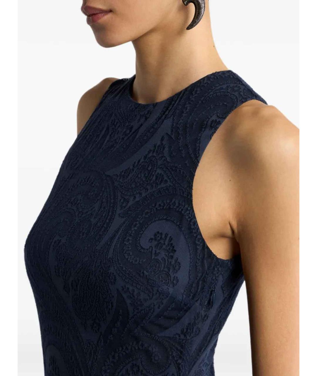ETRO Синее хлопковое коктейльное платье, фото 4