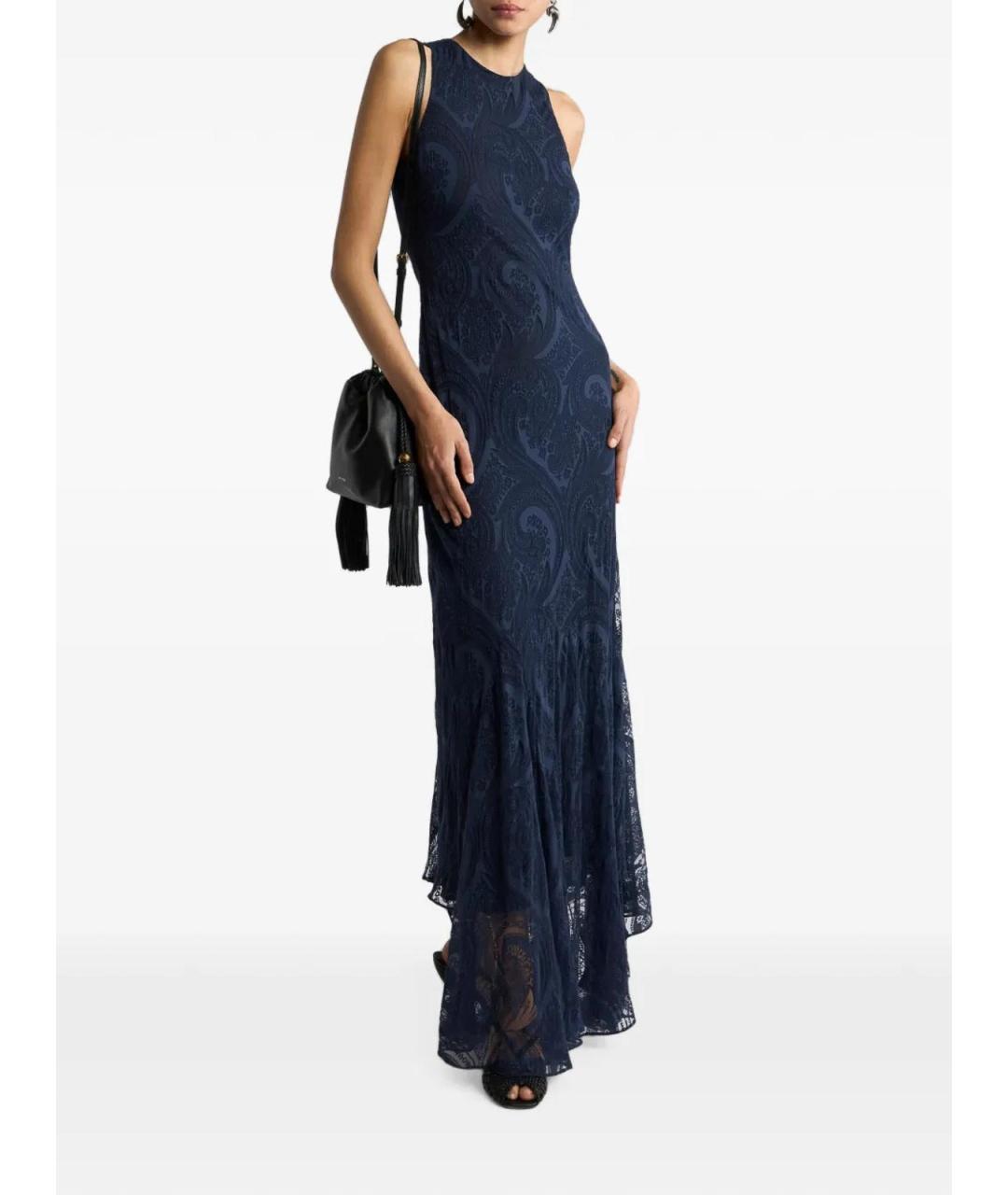 ETRO Синее хлопковое коктейльное платье, фото 2