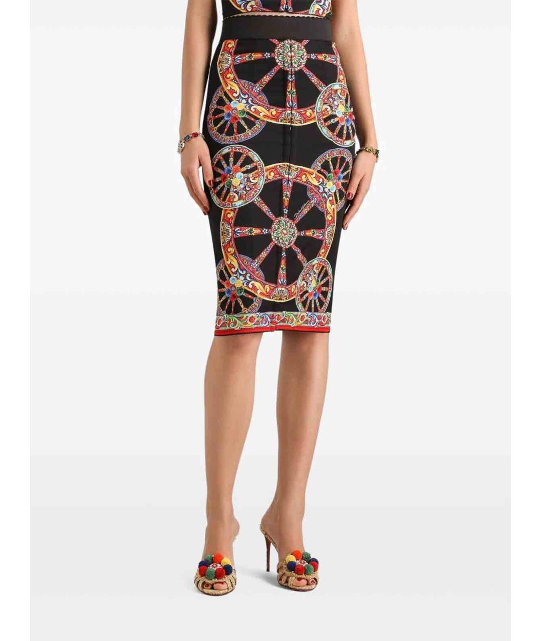 DOLCE&GABBANA Мульти креповая юбка миди, фото 3