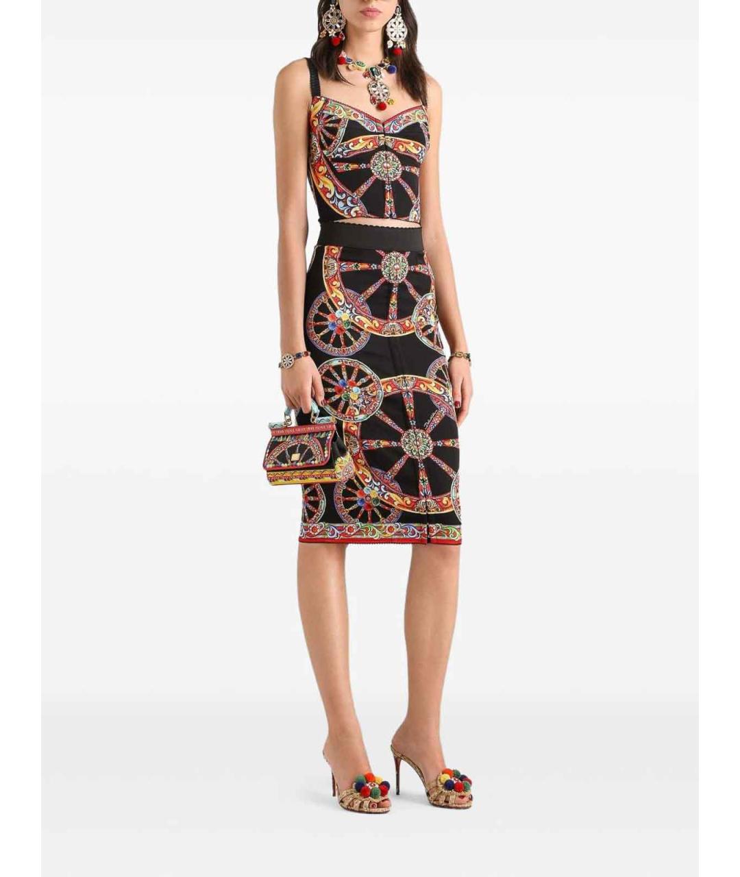 DOLCE&GABBANA Мульти креповая юбка миди, фото 2