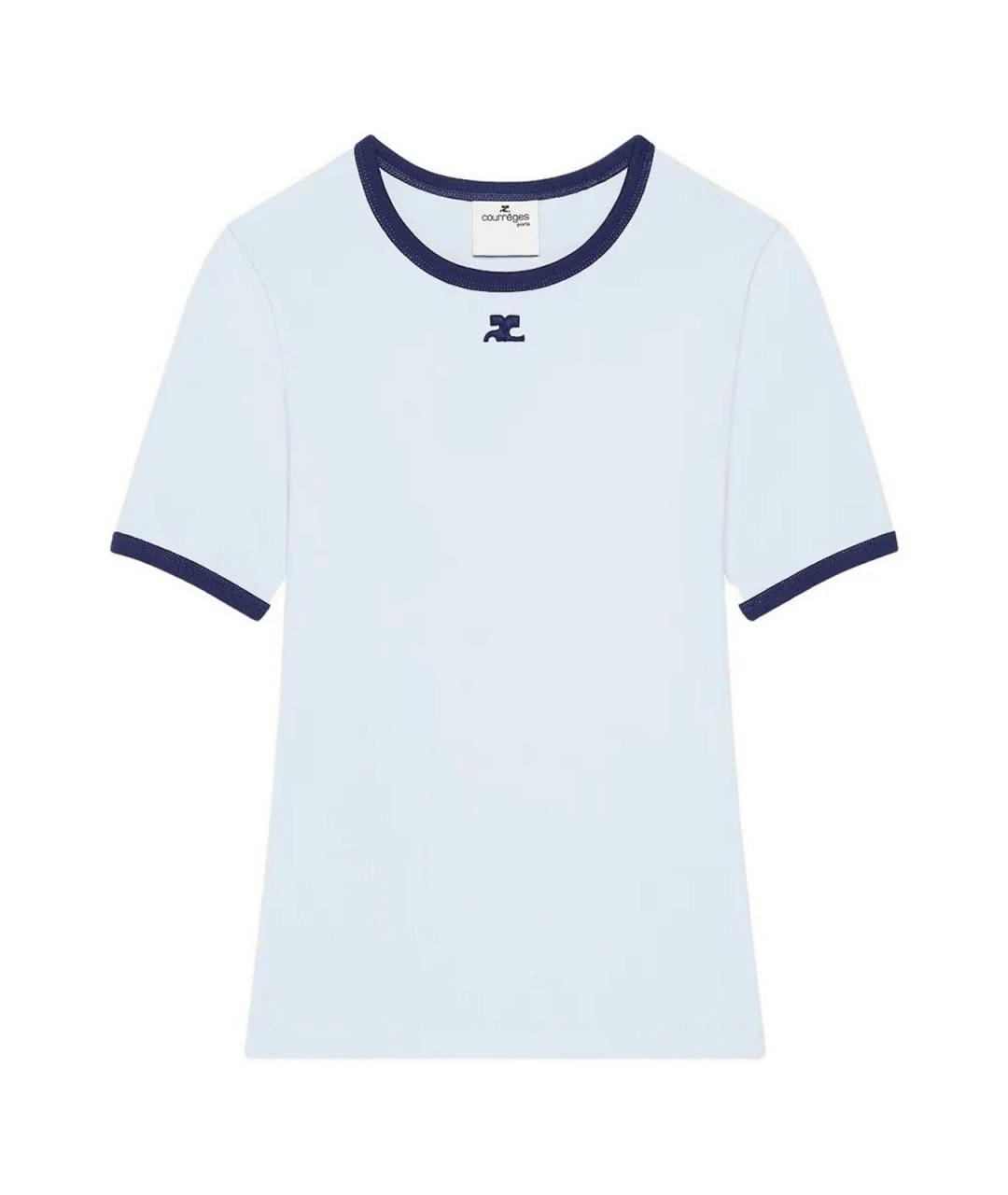 COURREGES Голубая хлопковая футболка, фото 1