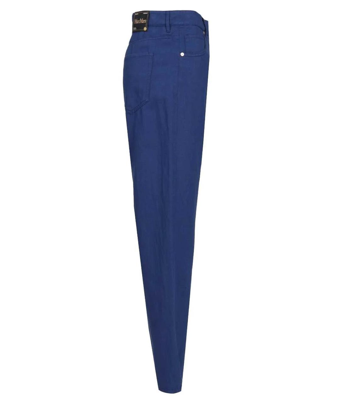 MAX MARA Синие хлопковые брюки широкие, фото 3
