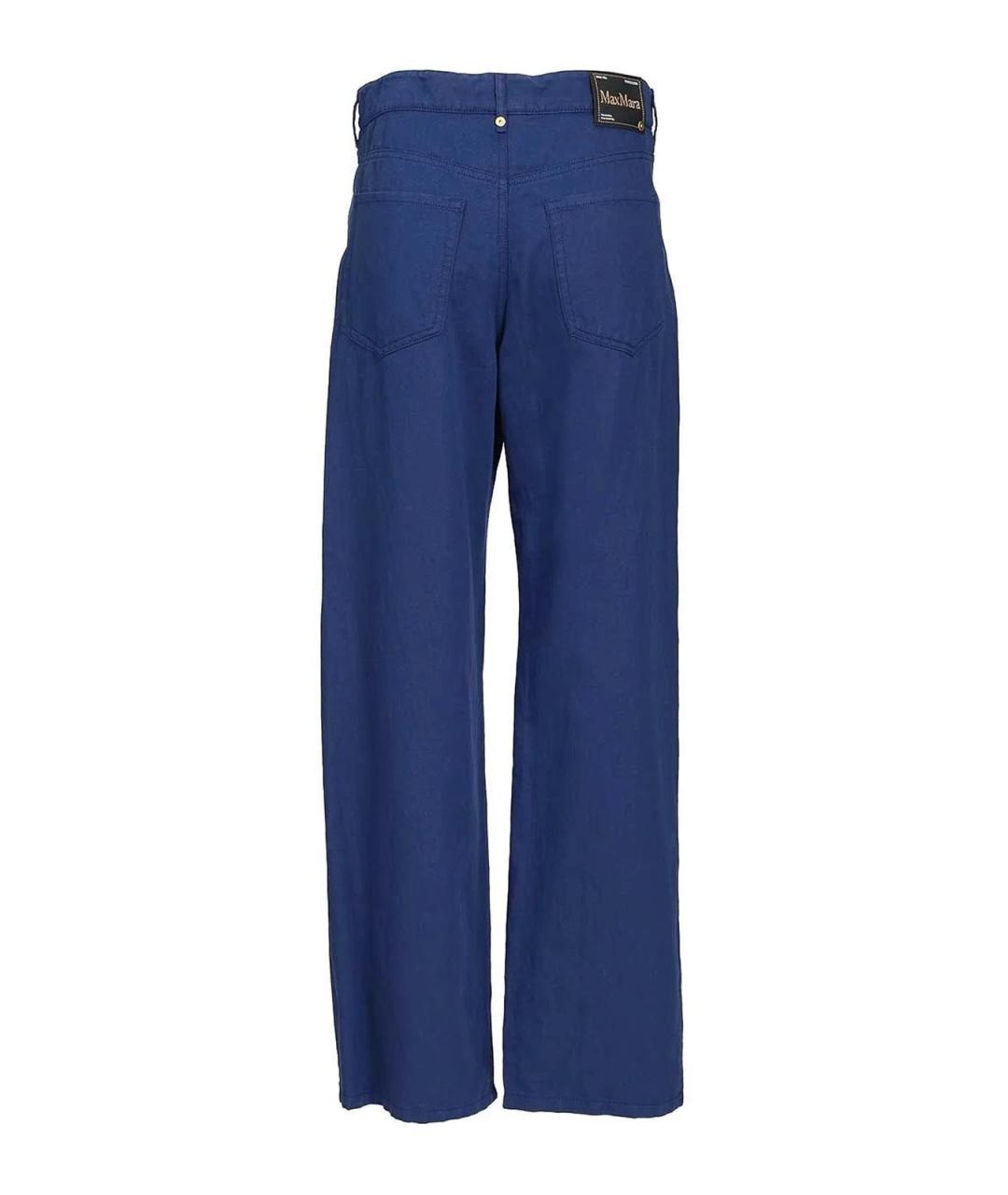 MAX MARA Синие хлопковые брюки широкие, фото 2