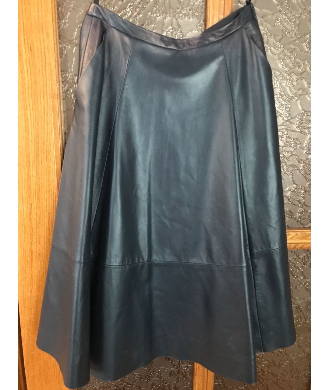 DROME Темно-синяя кожаная юбка миди, фото 6