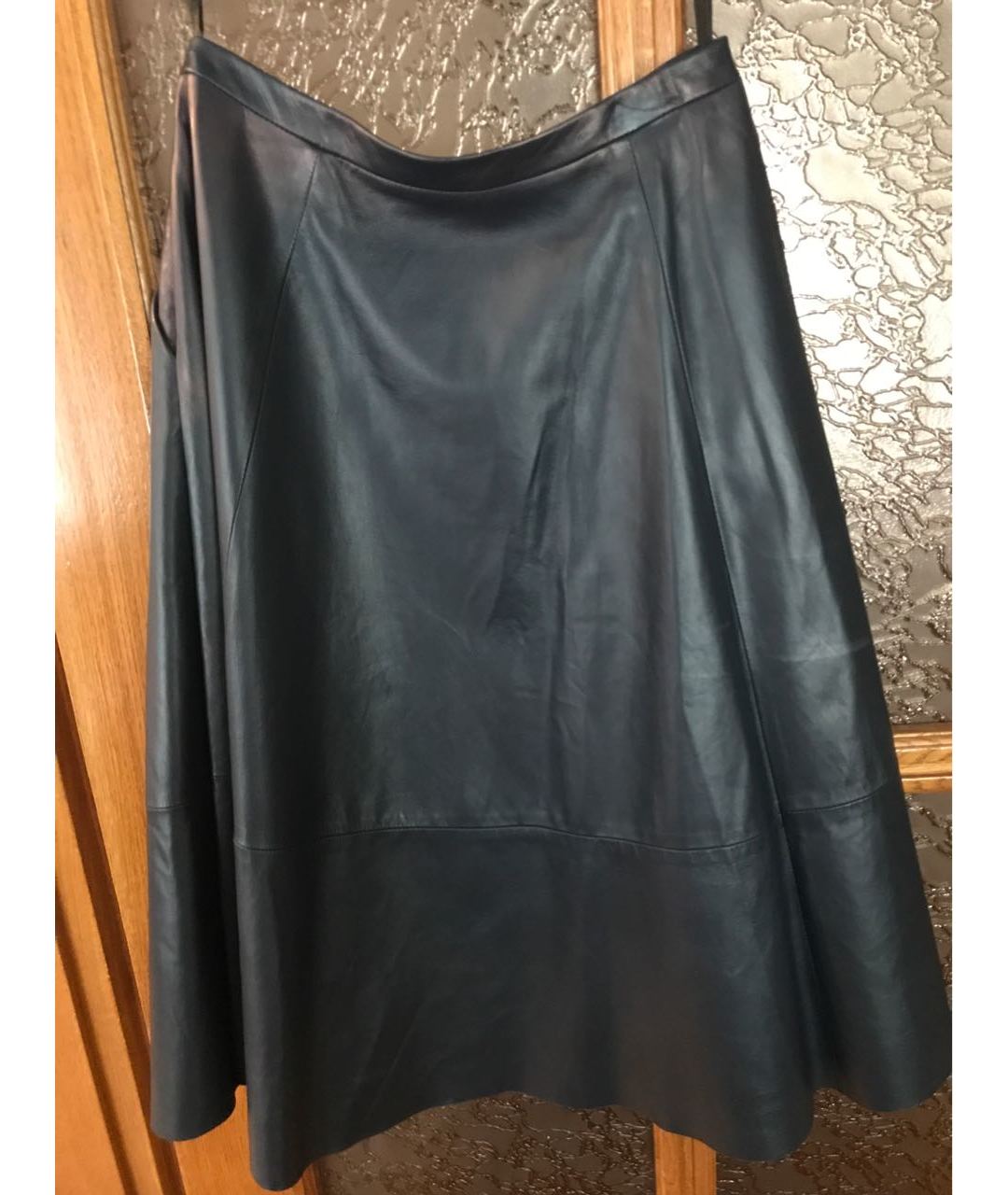 DROME Темно-синяя кожаная юбка миди, фото 2