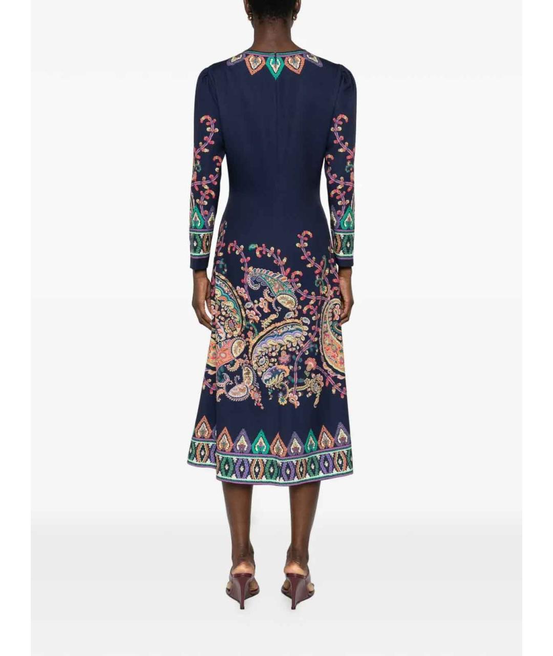ETRO Синее полиэстеровое повседневное платье, фото 4