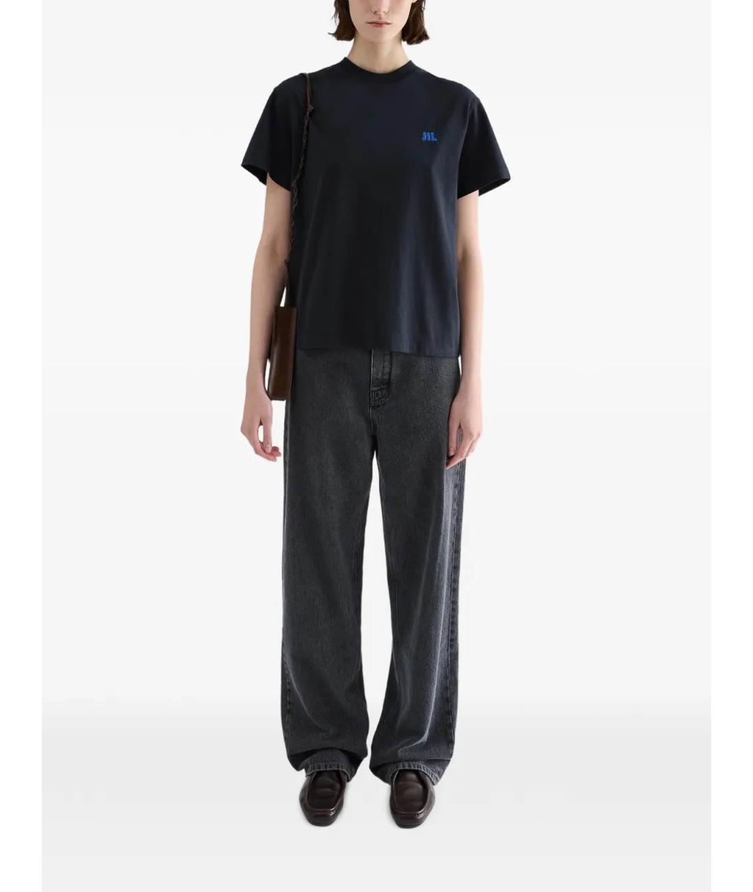 JIL SANDER Темно-синяя хлопковая футболка, фото 3