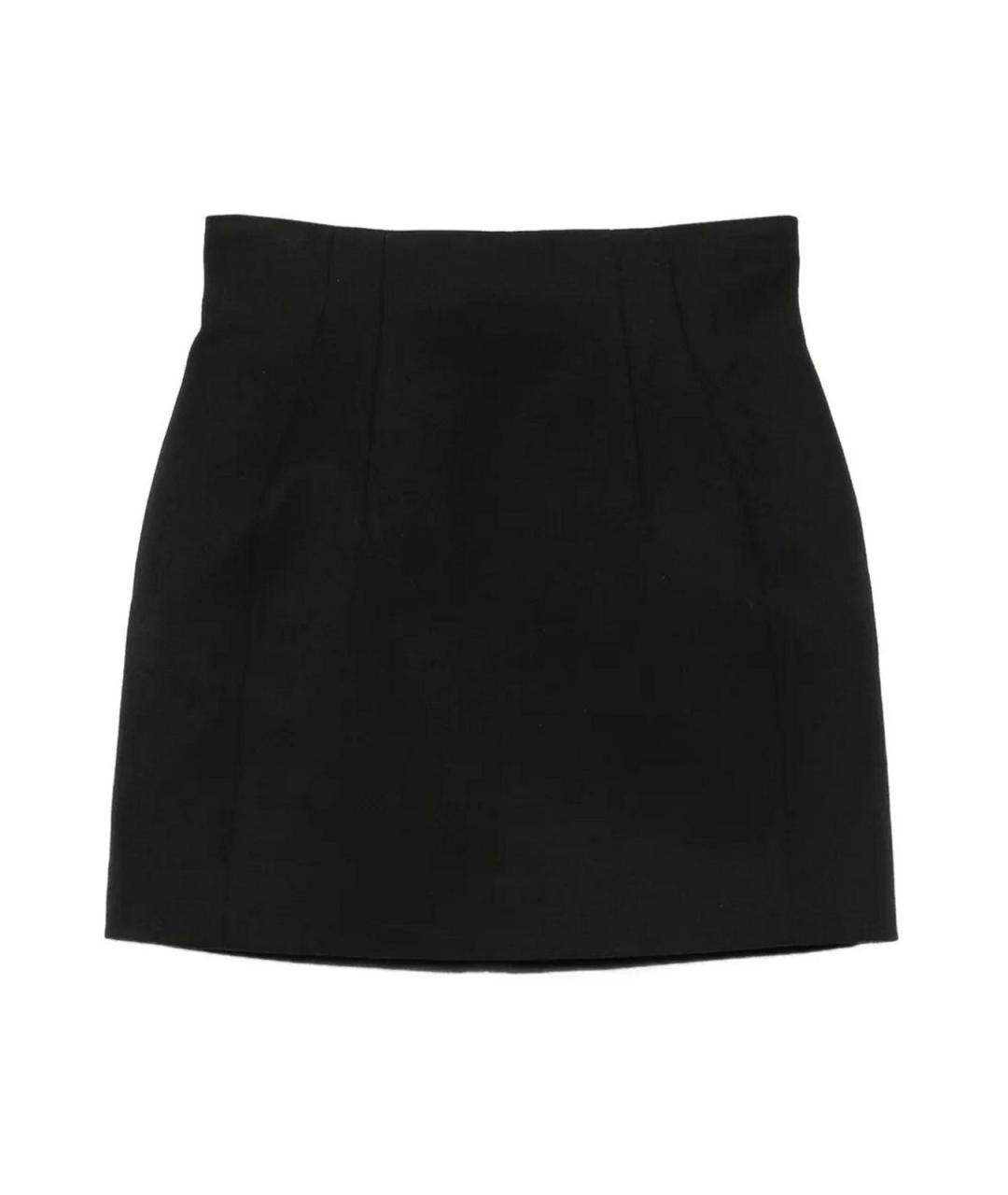 MUGLER Черная шерстяная юбка мини, фото 1