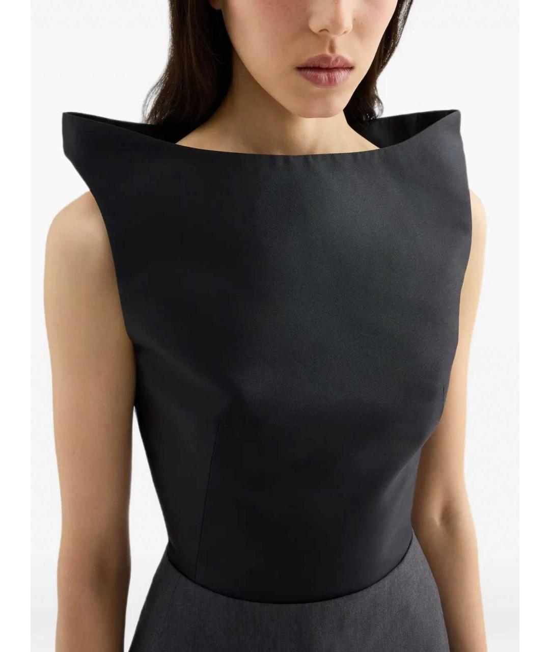 JIL SANDER Черная шерстяная майка, фото 4