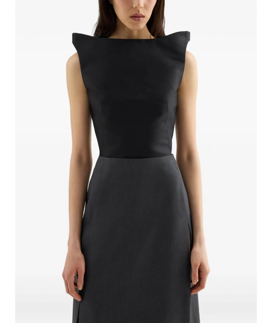 JIL SANDER Черная шерстяная майка, фото 3