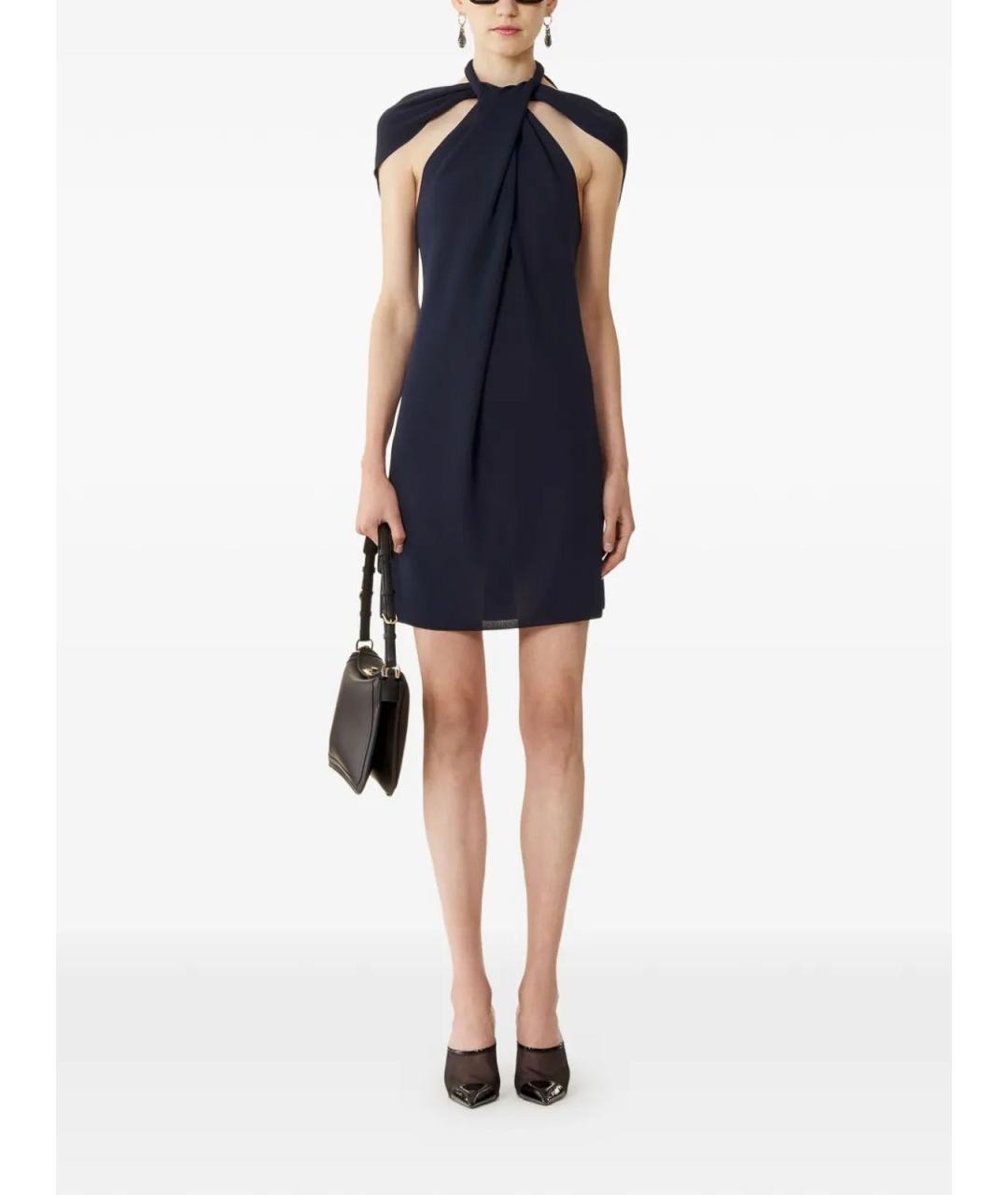 LANVIN Синее вискозное коктейльное платье, фото 2
