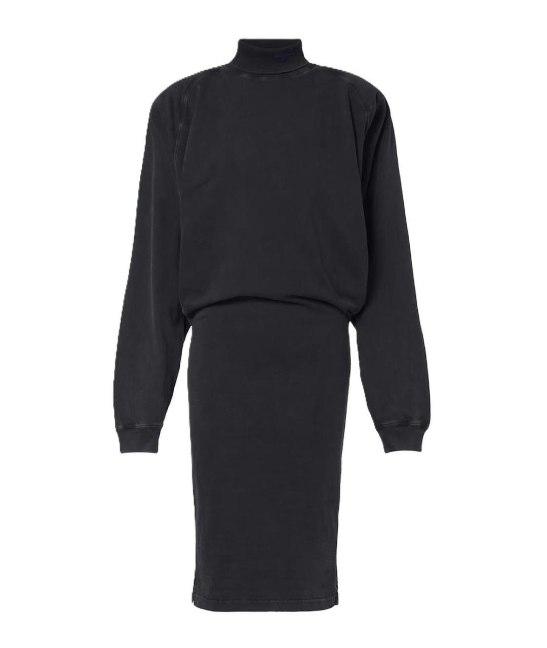 MUGLER Черное хлопковое повседневное платье, фото 1