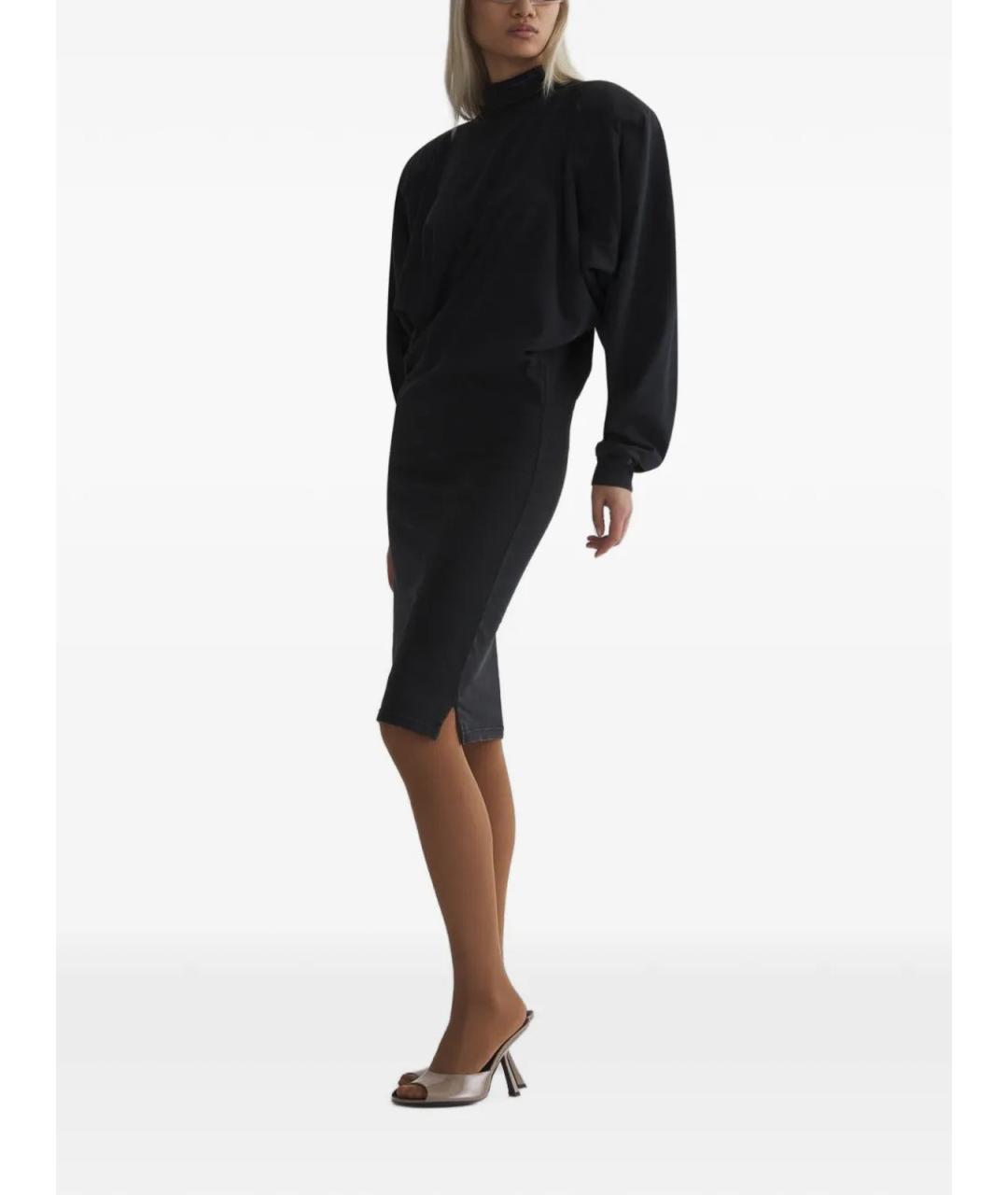 MUGLER Черное хлопковое повседневное платье, фото 2