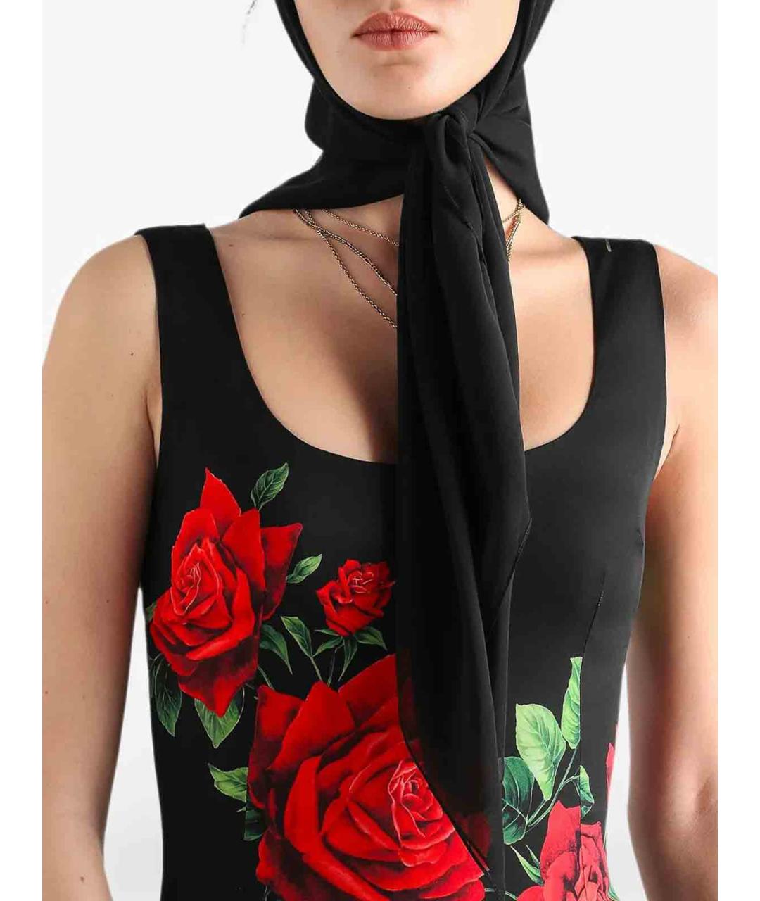 DOLCE&GABBANA Черное шелковое повседневное платье, фото 3