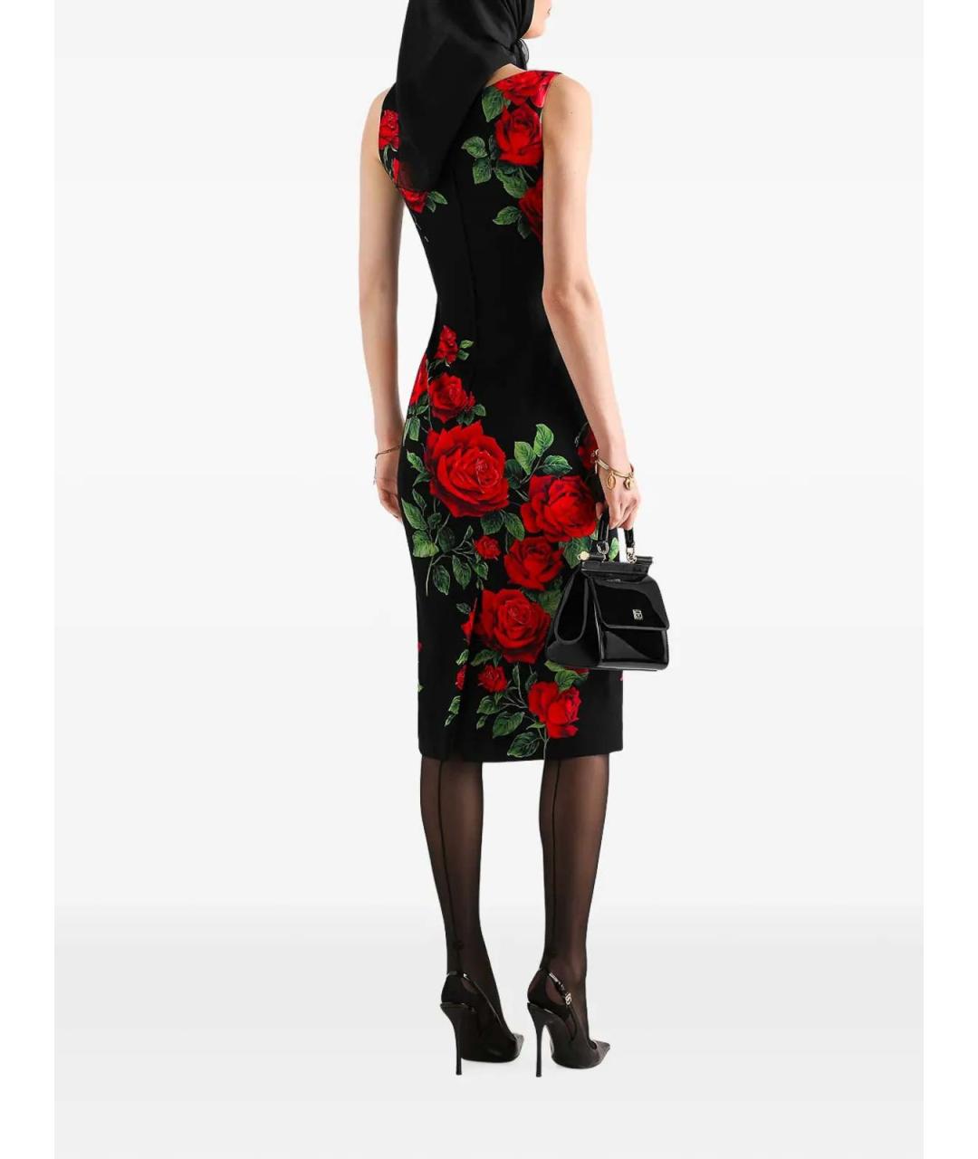 DOLCE&GABBANA Черное шелковое повседневное платье, фото 4