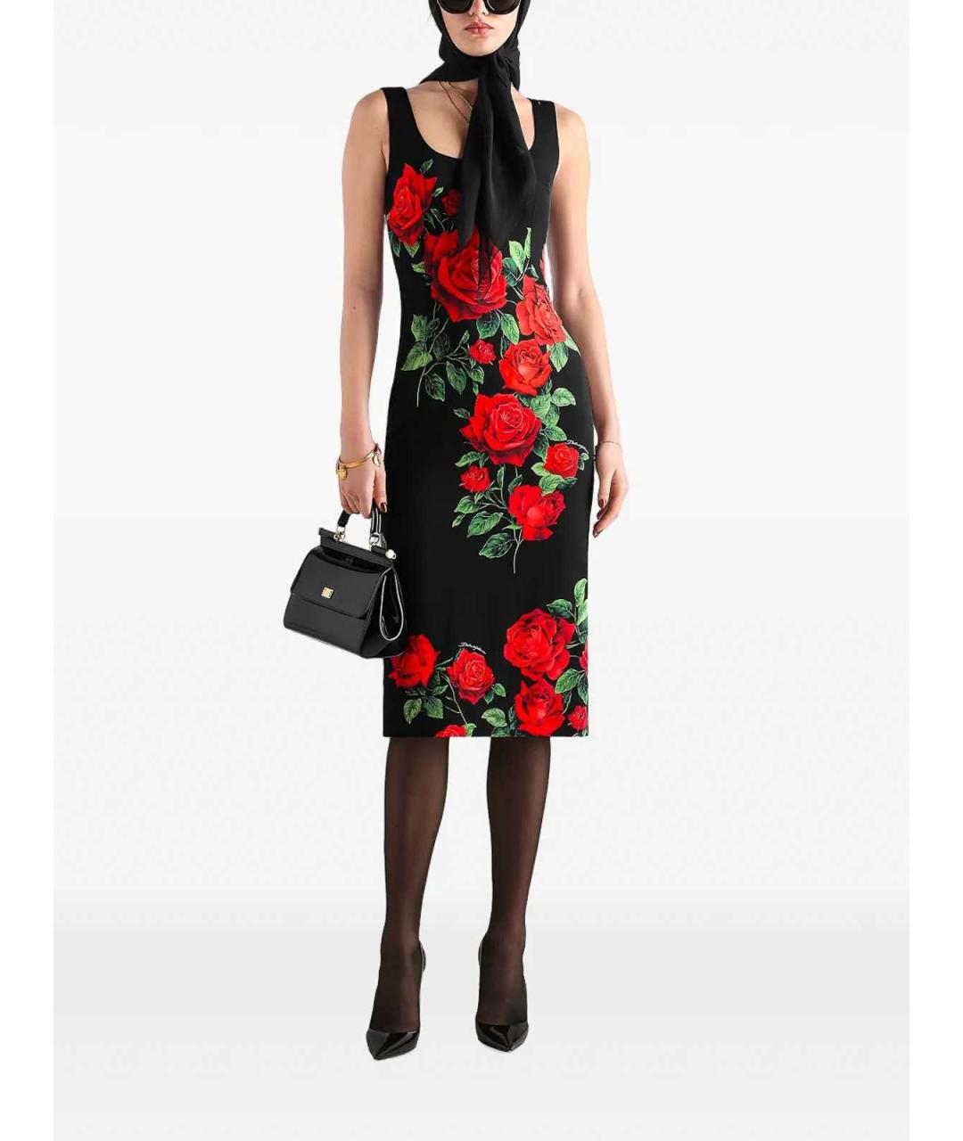 DOLCE&GABBANA Черное шелковое повседневное платье, фото 2