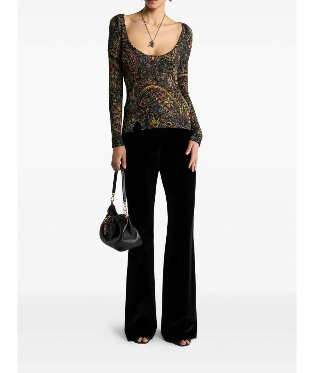 ETRO Черные хлопковые прямые брюки, фото 2