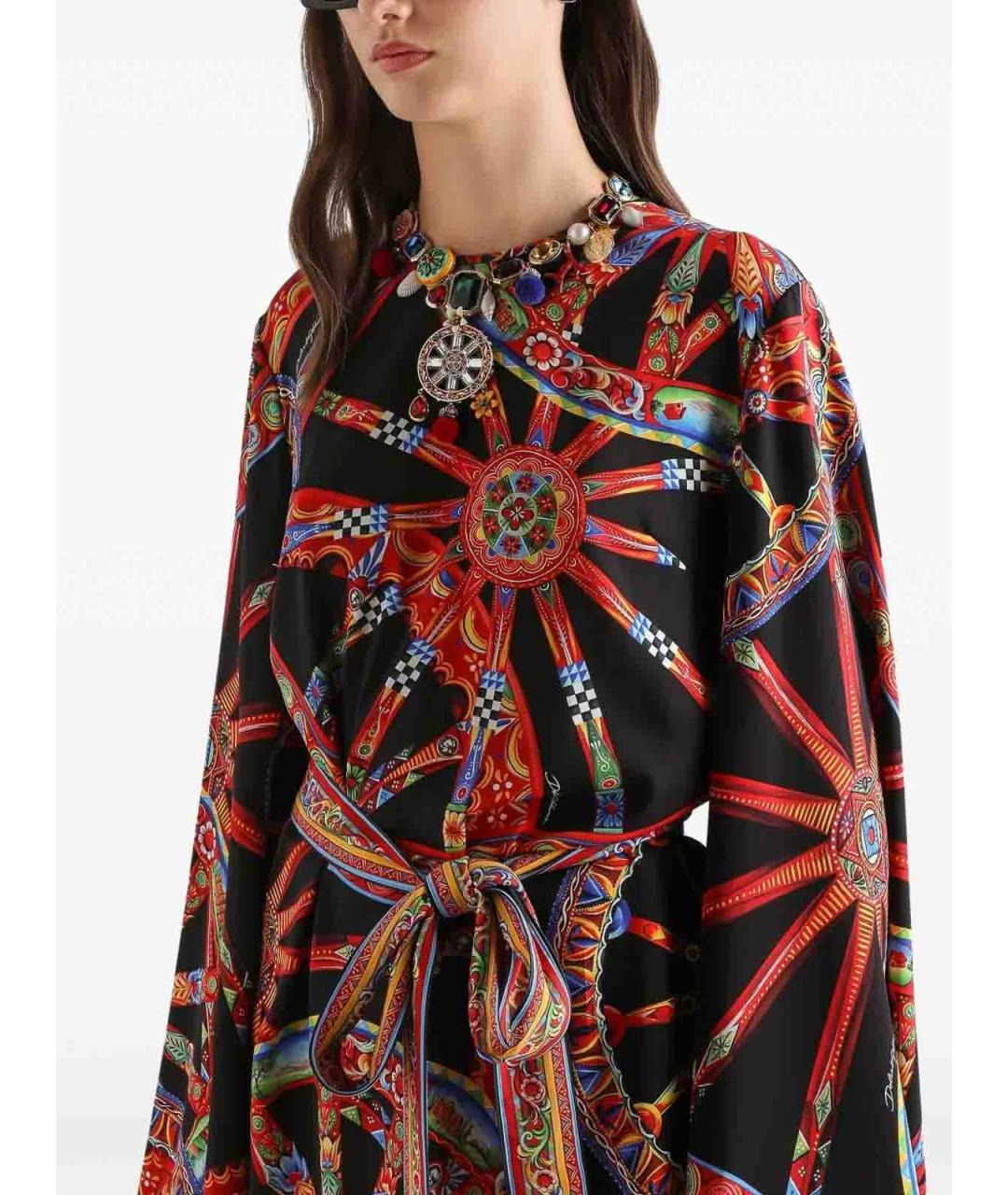 DOLCE&GABBANA Мульти шелковое повседневное платье, фото 3