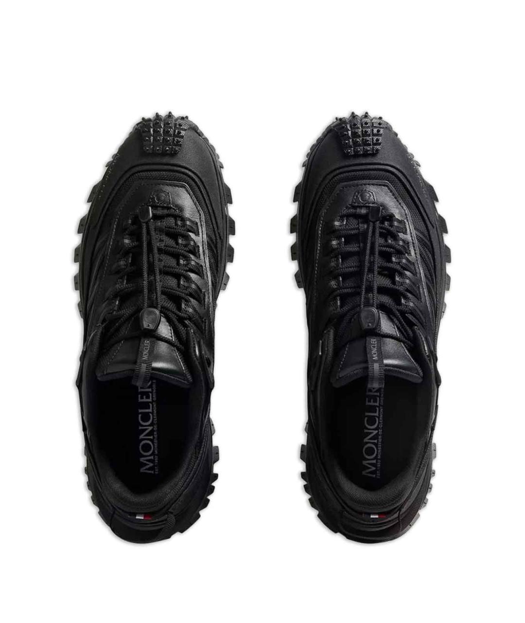 MONCLER Черные кожаные низкие кроссовки / кеды, фото 3