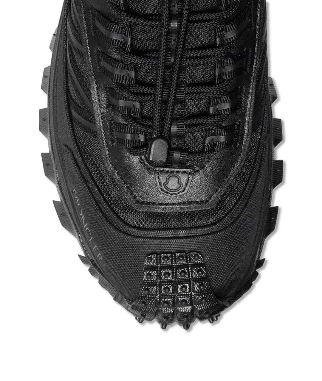 MONCLER Черные кожаные низкие кроссовки / кеды, фото 4