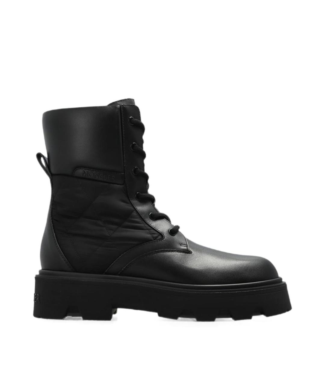 MONCLER Черные кожаные сапоги, фото 1