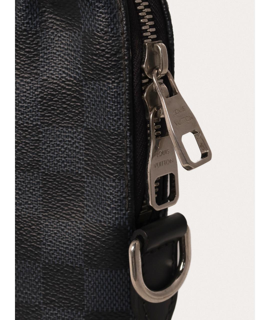 LOUIS VUITTON Черный кожаный портфель, фото 7