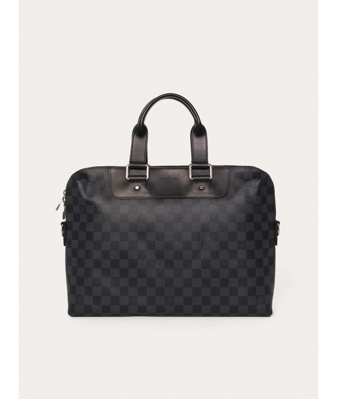LOUIS VUITTON Черный кожаный портфель, фото 9
