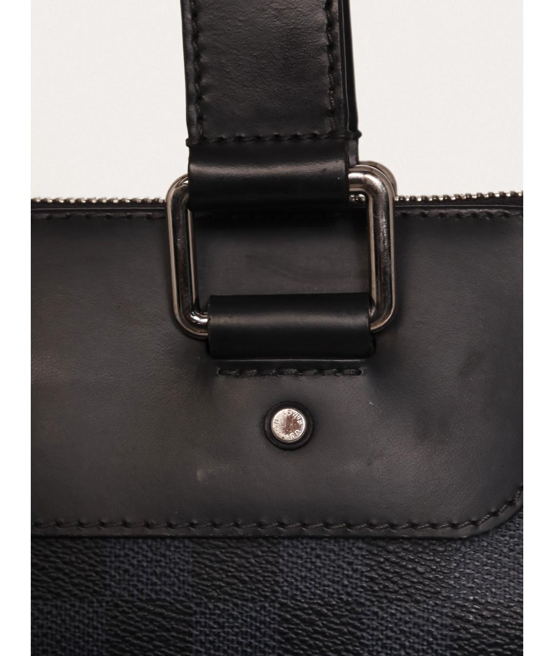 LOUIS VUITTON Черный кожаный портфель, фото 5