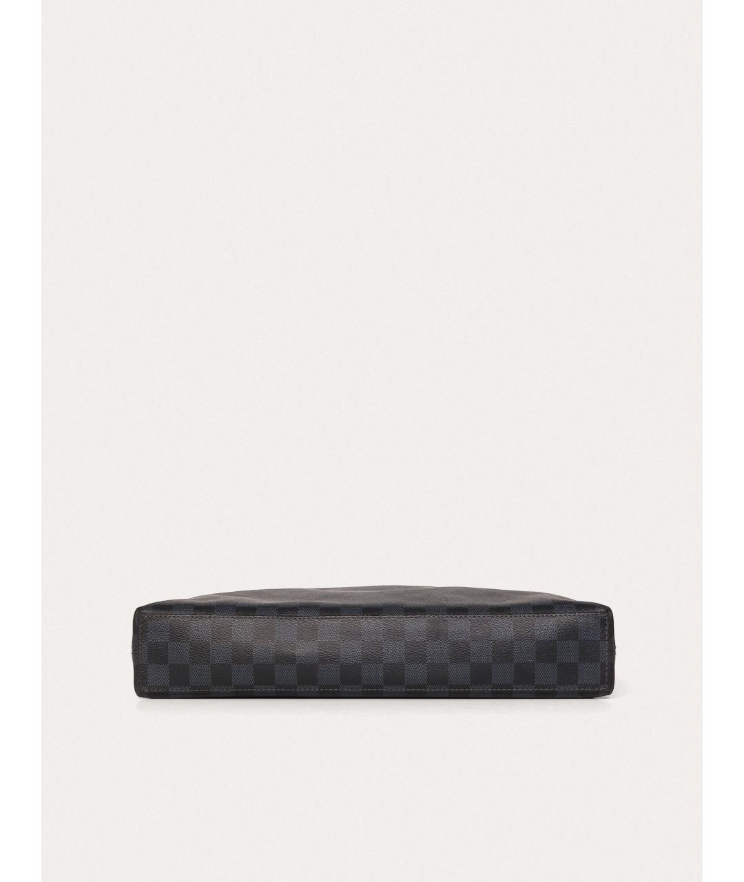 LOUIS VUITTON Черный кожаный портфель, фото 4