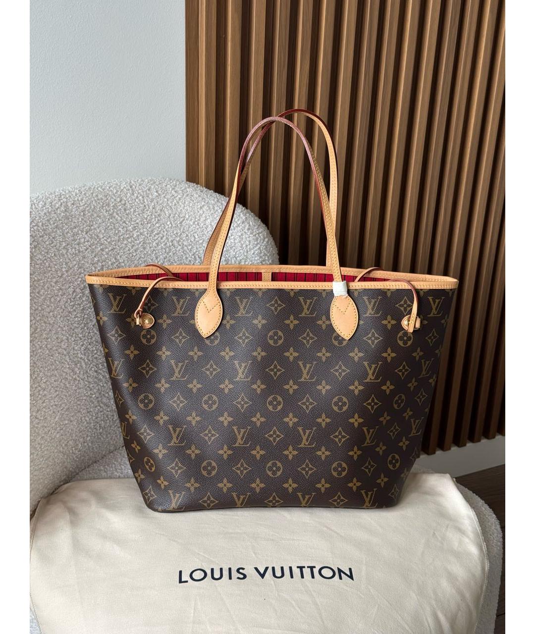 LOUIS VUITTON Коричневая сумка тоут из канвы, фото 6