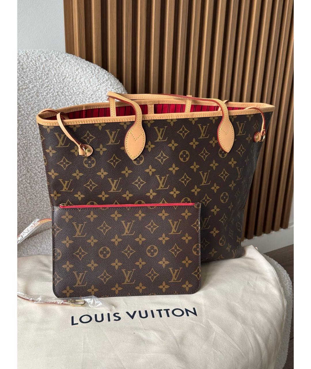 LOUIS VUITTON Коричневая сумка тоут из канвы, фото 4