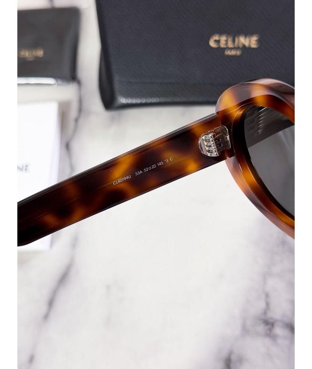 CELINE Коричневые пластиковые солнцезащитные очки, фото 3