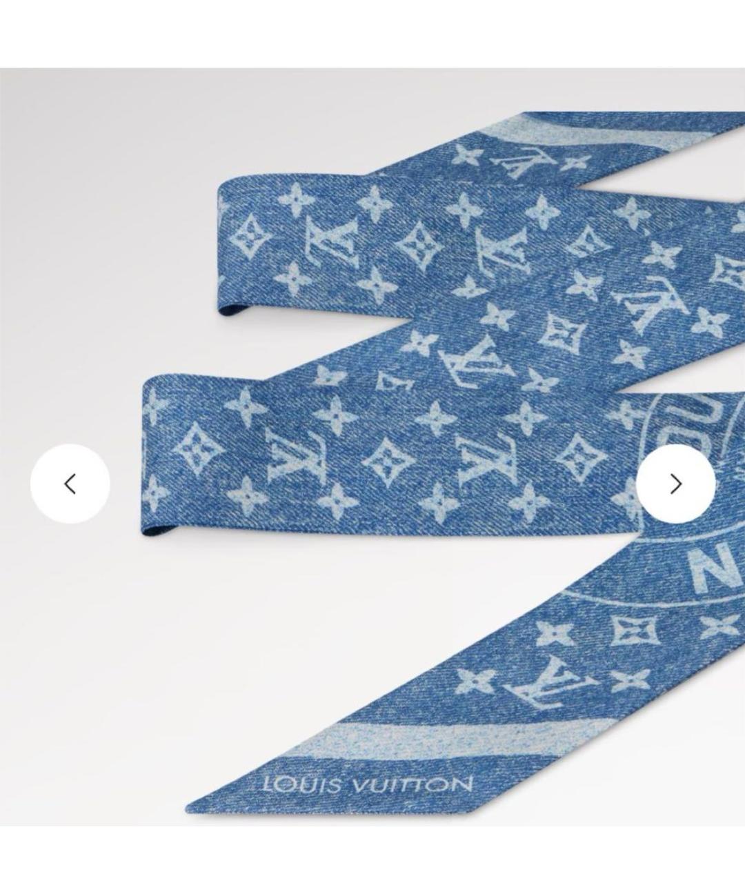 LOUIS VUITTON Синий шелковый шарф, фото 5