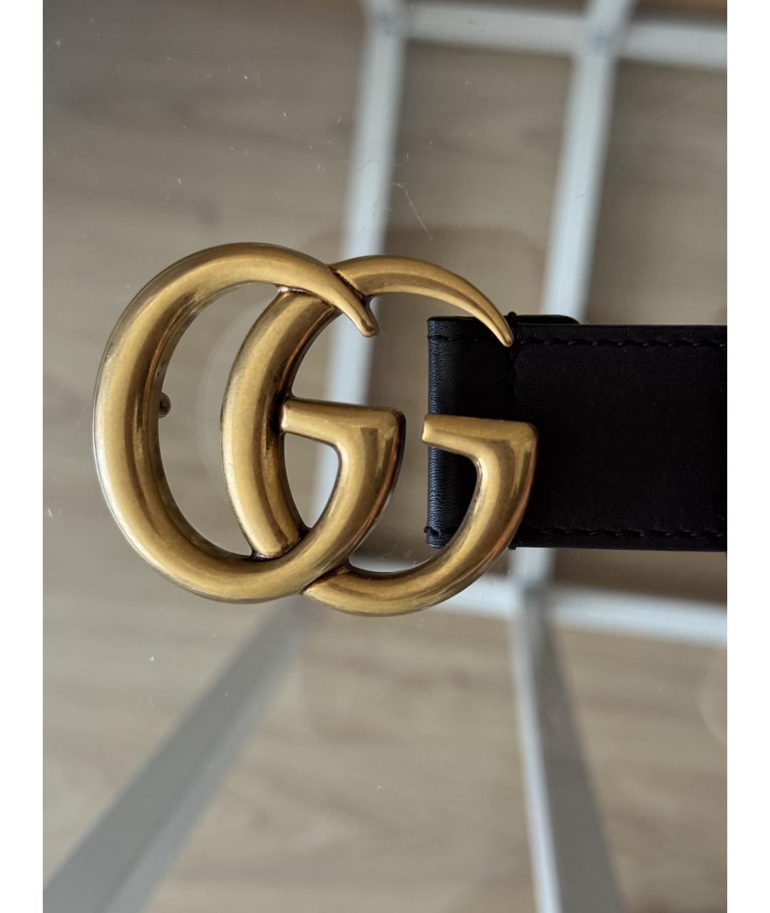 GUCCI Черный кожаный ремень, фото 2