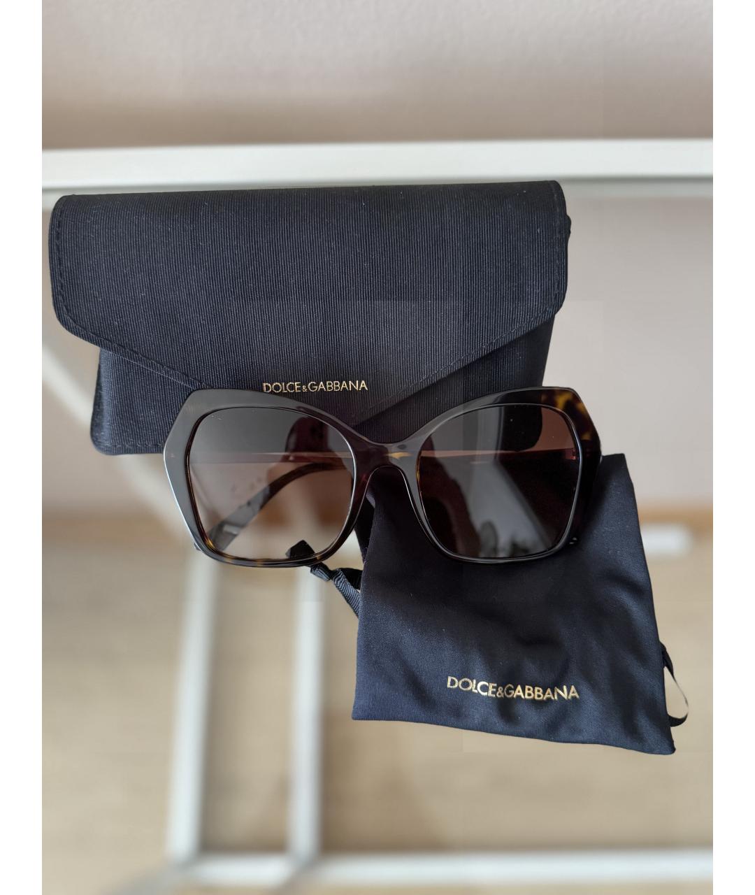 DOLCE&GABBANA Коричневые пластиковые солнцезащитные очки, фото 8