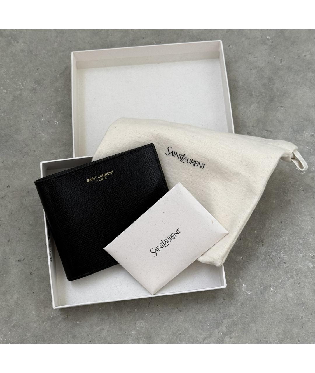 SAINT LAURENT Черный кожаный кошелек, фото 8