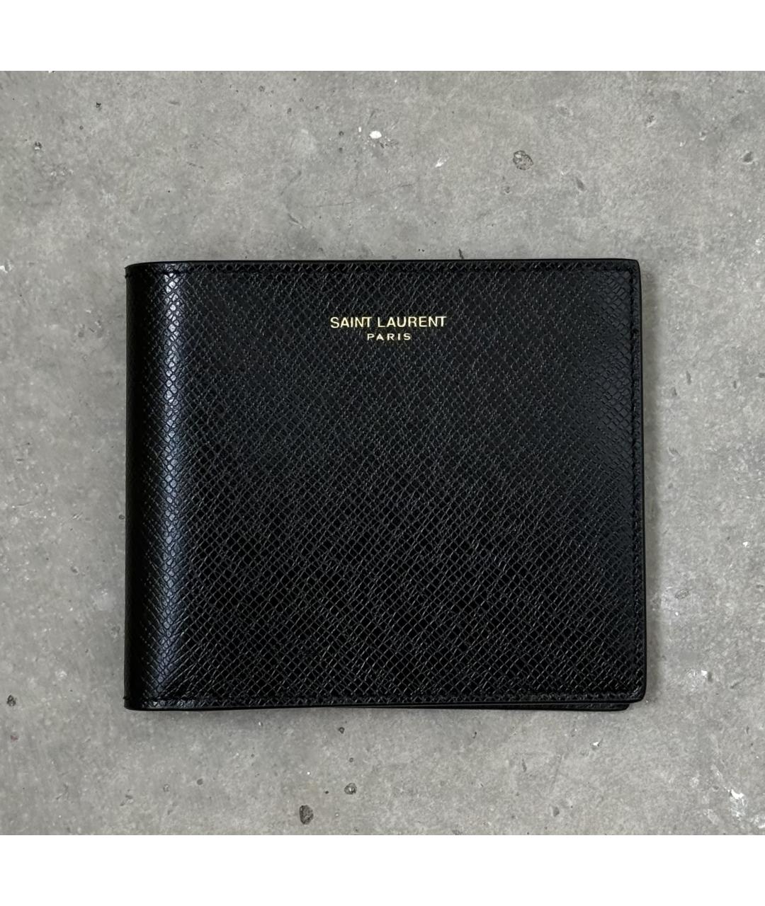 SAINT LAURENT Черный кожаный кошелек, фото 10