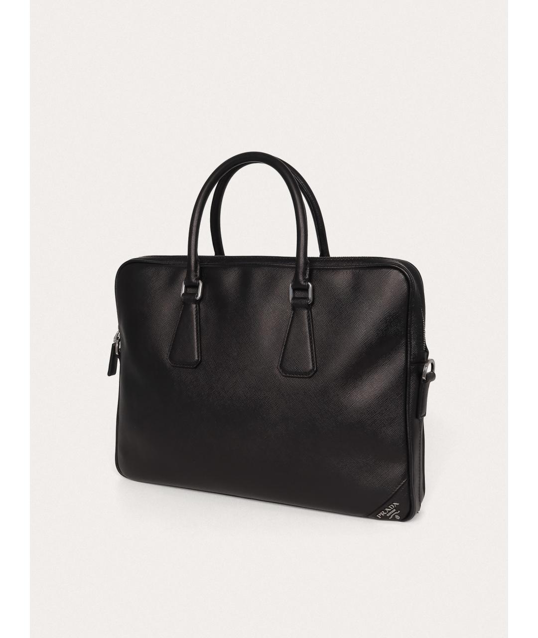 PRADA Черный кожаный портфель, фото 2