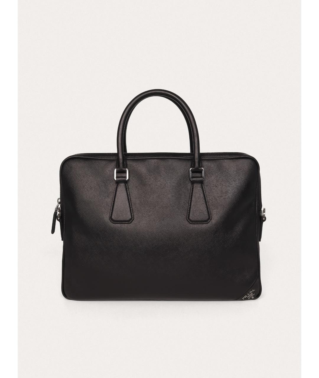 PRADA Черный кожаный портфель, фото 9