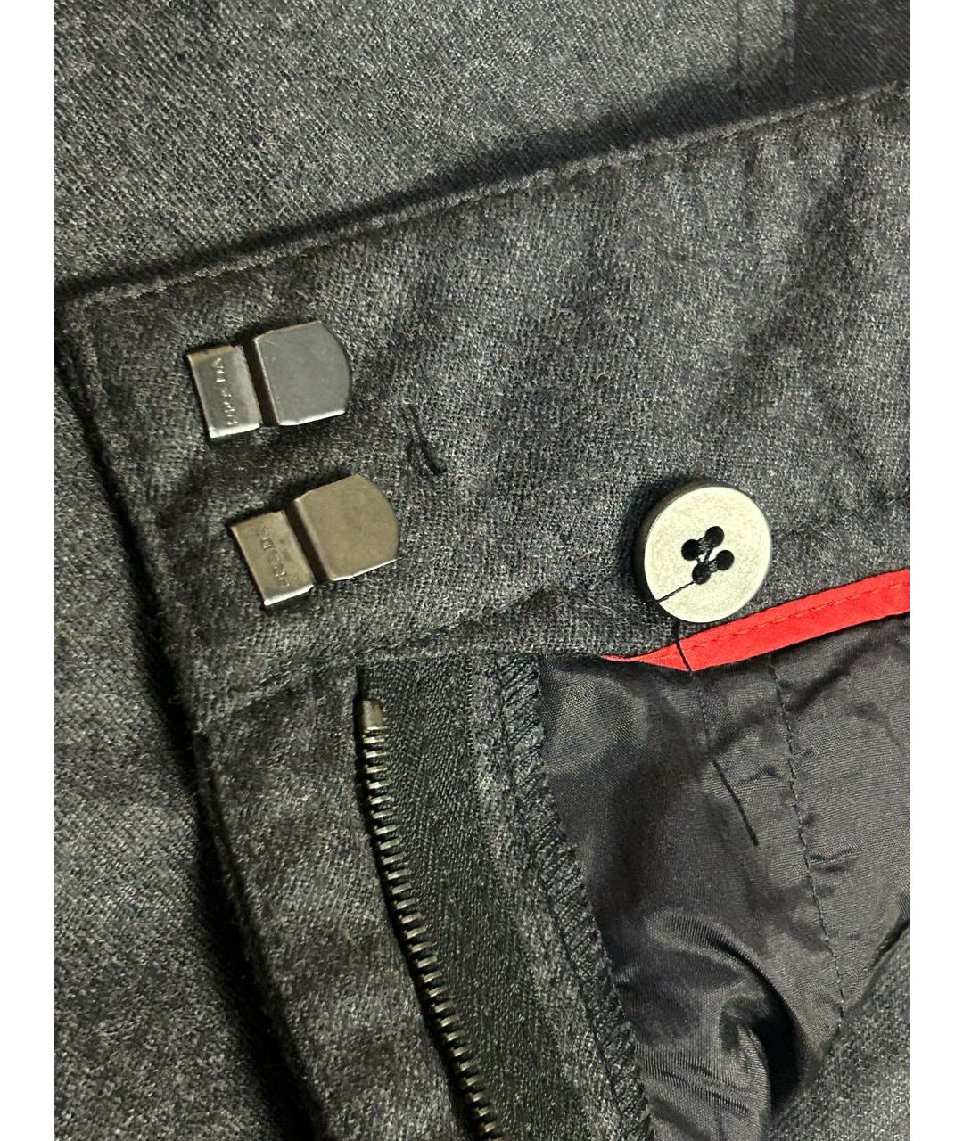 PRADA Антрацитовые шерстяные брюки широкие, фото 6